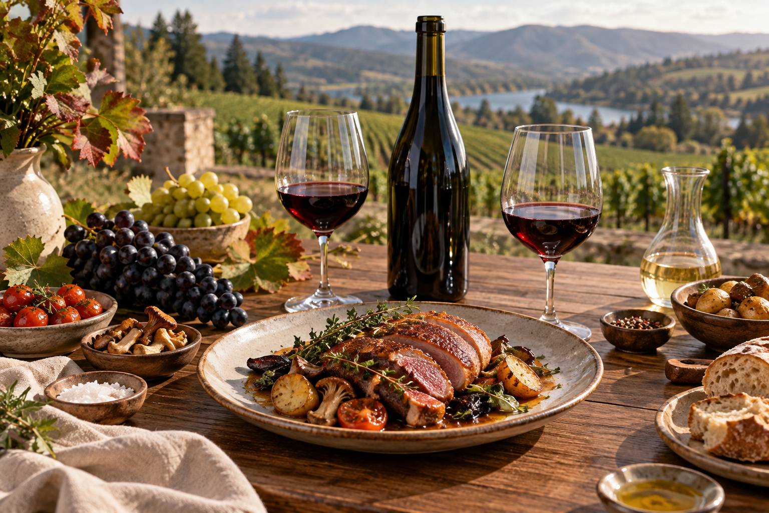 Illustration éditoriale du sujet : Les vins de l'oregon et leurs cépages emblématiques