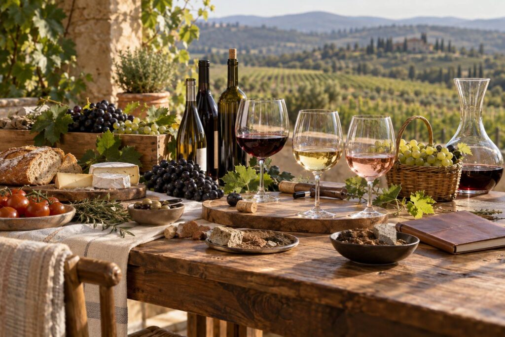 Illustration éditoriale du sujet : Tout savoir sur les vins et cépages